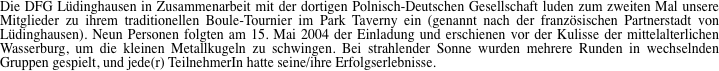 Die DFG L�dinghausen in Zusammenarbeit