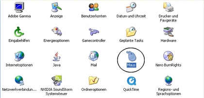 Man sieht das Fenster Systemsteuerung, in dem der Eintrag Maus ausgewählt wurde.