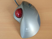 Auf diesem Bild ist eine Trackballmaus zu sehen.