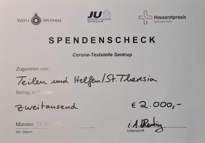Spende des Testzentrums