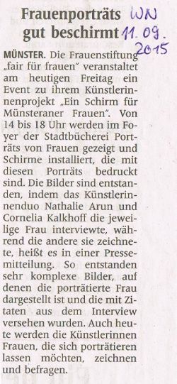 Beitrag in "Westfälische Nachrichten" vom 11.09.2015