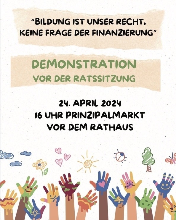 Demonstration gegen die Unterfinanzierung der Kitas