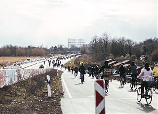 Die Fahrraddemo zum globalen Klimastreik am 19. März führte in Münster auch über die Umgehungsstraße