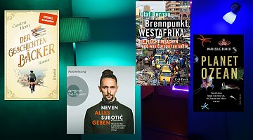 Der Einsatz für eine bessere Welt ist Thema im LeseWurm. (Foto: Volker Stephan, Cover: Verlage Piper, CH Beck, Argon, Folio)
