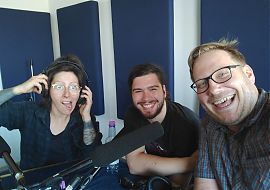 Steffi Köhler, Paul Sattler und Dennis Welpelo hörSpielerisch im Studio (Foto: D. Welpelo)