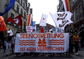 Demo "Seenotrettung ist kein Verbrechen" in Münster.